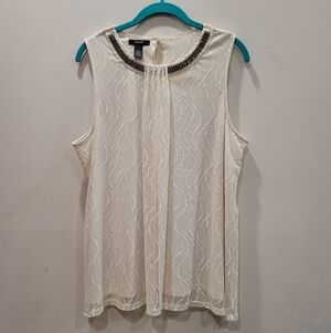 Alfani Sleeveless Beaded Lace Blouse - L